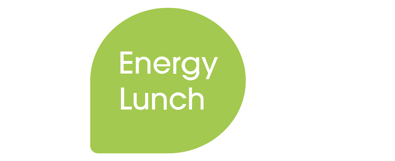 Enery Lunch Logo Dargestellt, Grüner hintergrund weiße Schrift